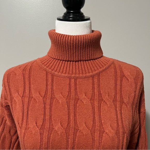 Papillon Cable Knit Turtleneck Sweater Rust - Picture 4 of 10